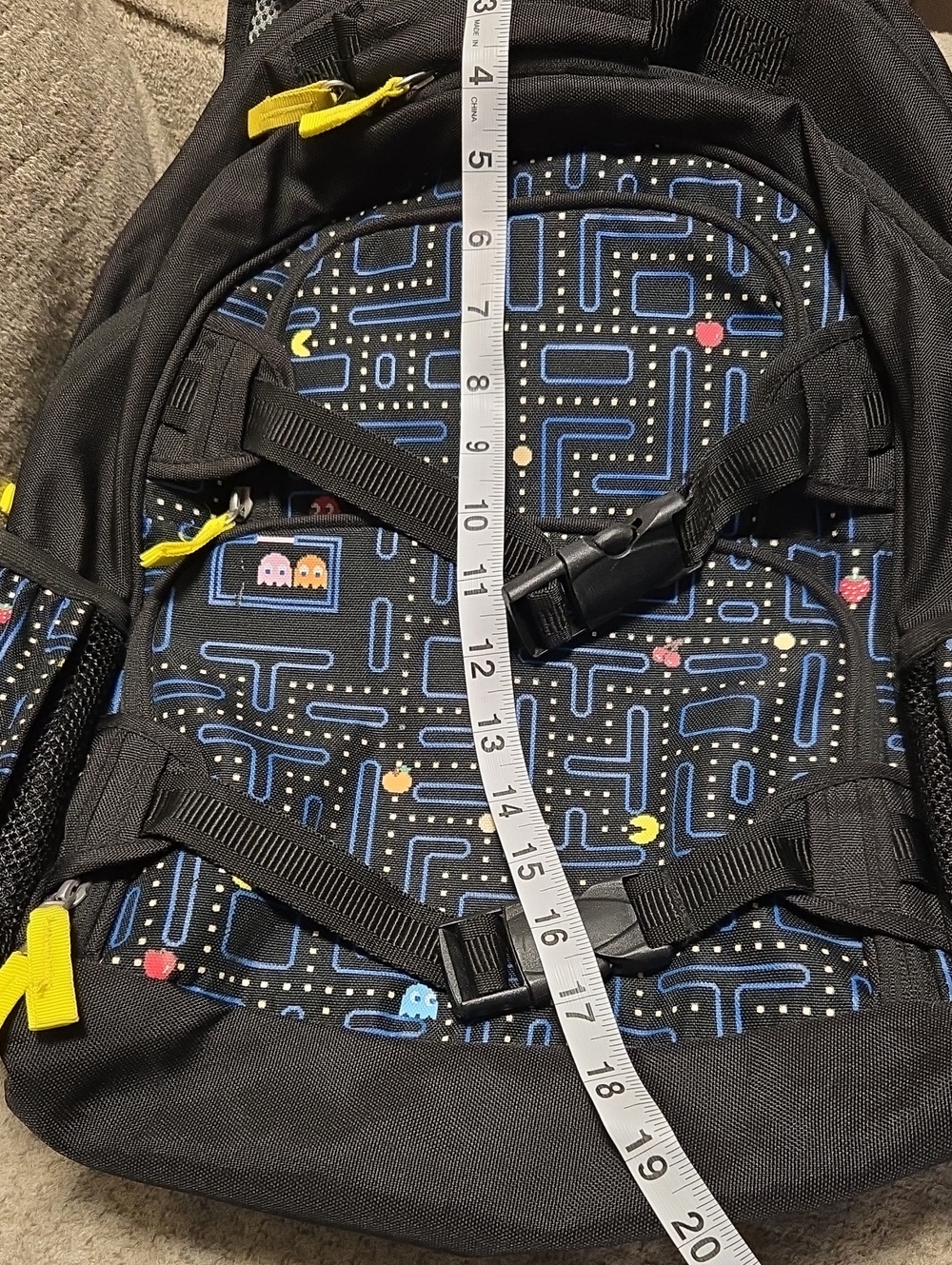 Pottery Barn Kids Pac-Man Black Game Maze Backpack with Yellow Accents - Picture 11 of 14